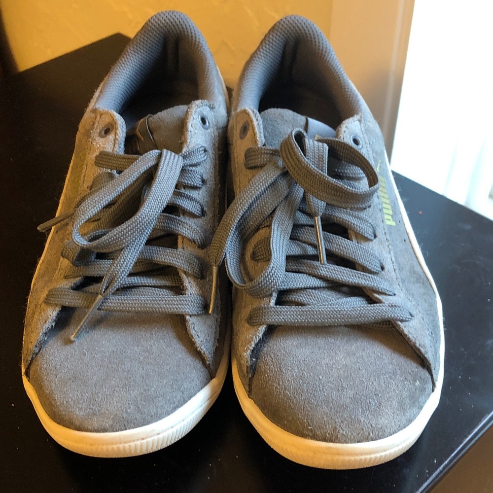 Puma Gray Suede Low-Top Sneakers